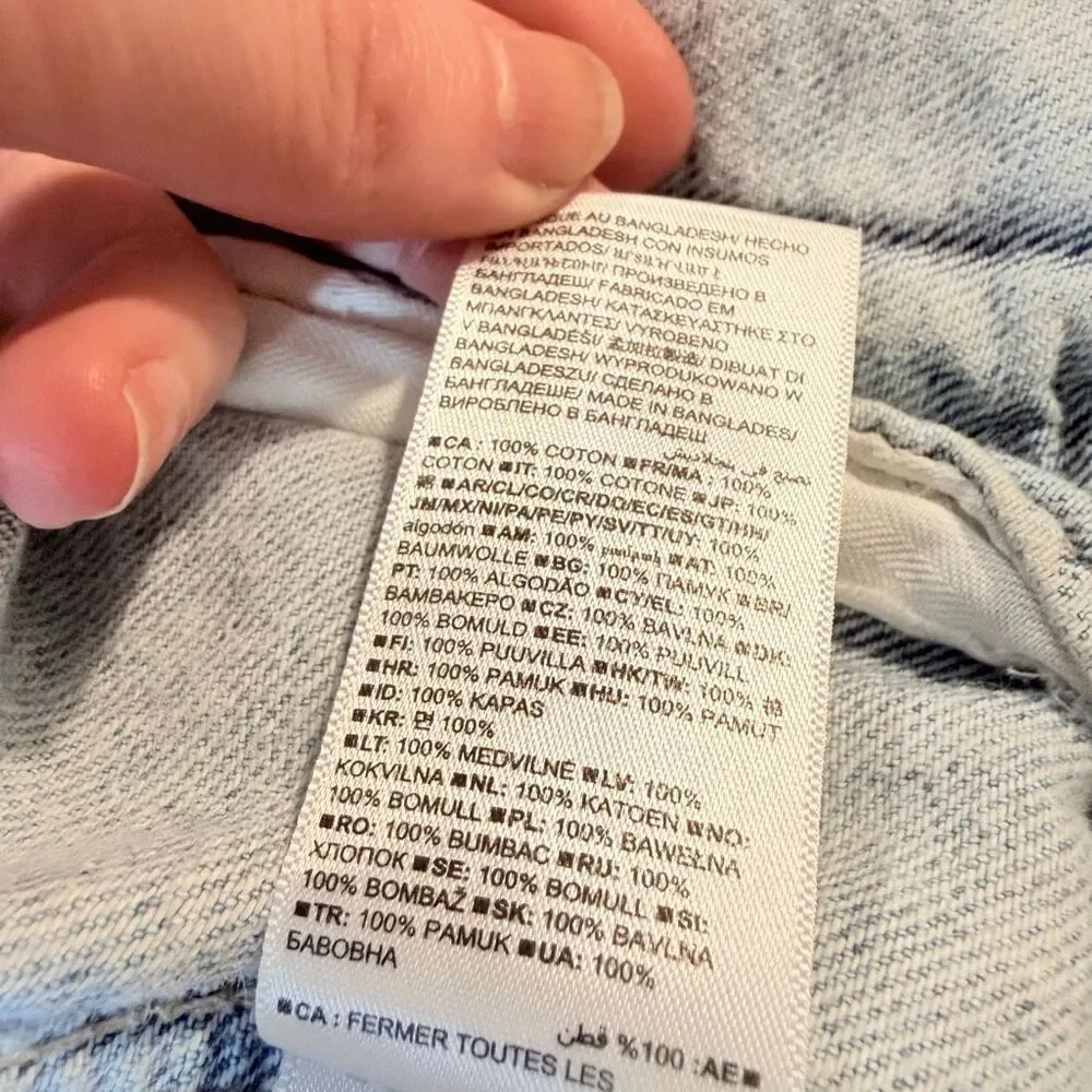 Gap Cropped Acid Wash Denim Jean Jacket Blue Coat Distressed L